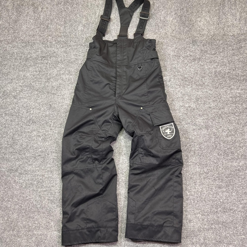 Obermeyer Ski Pants Kids 7 Black Bib Insulated Winter Snow Salopettes